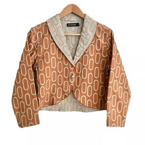 Vintage Khangura Art To Wear Funky Geometric Tapestry Jacket Women’s XS USA Made